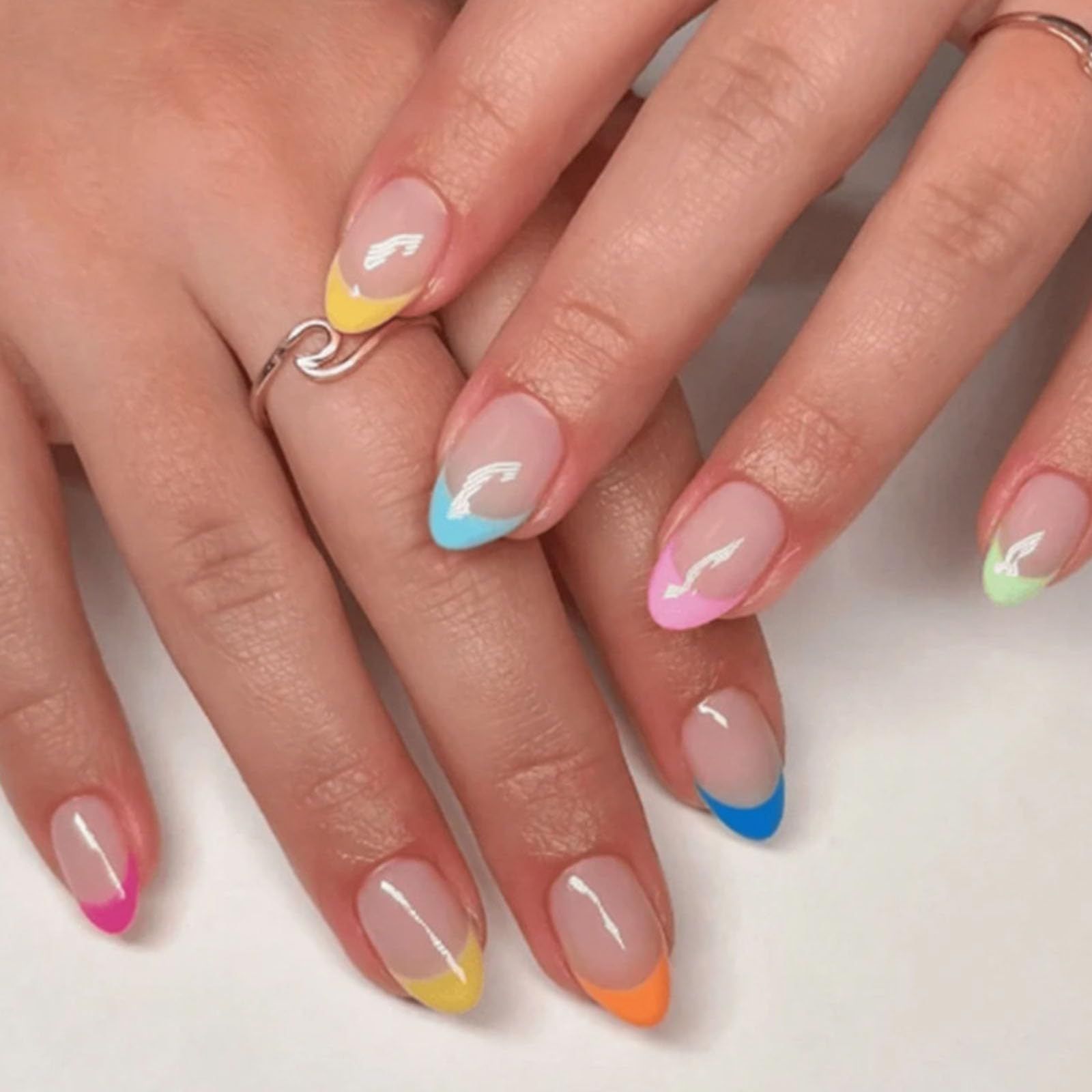 24pcsColorful French Tip Fake Nails