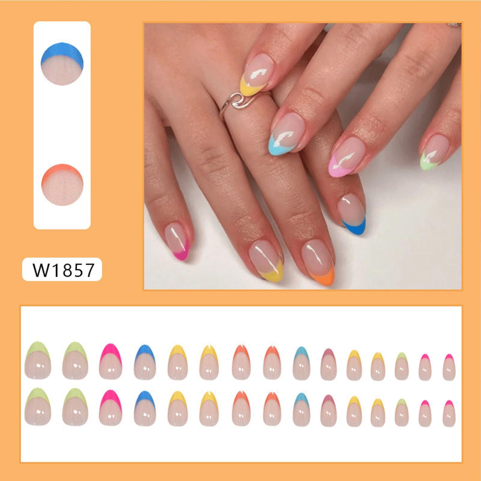 24pcsColorful French Tip Fake Nails view 5