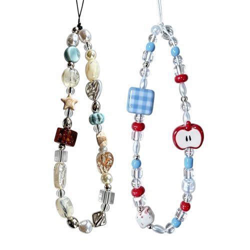 2-Piece Beaded Wrist Straps for Phone, Camera, Bag and Keychains (Red) — image 1