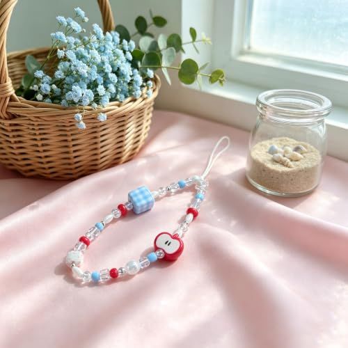2-Piece Beaded Wrist Straps for Phone, Camera, Bag and Keychains (Red) view 4
