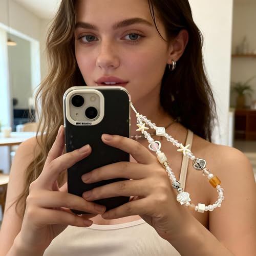 2-Pack Beaded Phone Wrist Straps for Phones, Cameras & Everyday Bags (white) view 2