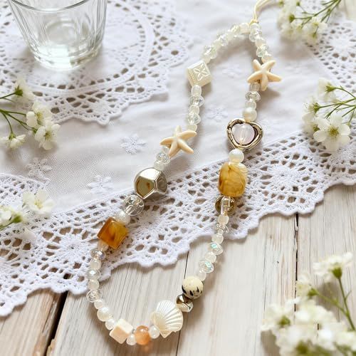 2-Pack Beaded Phone Wrist Straps for Phones, Cameras & Everyday Bags (white) view 4