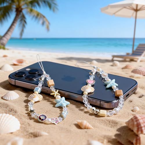 2-Pack Beaded Phone Wrist Straps for Phones, Cameras & Everyday Bags (white) view 5
