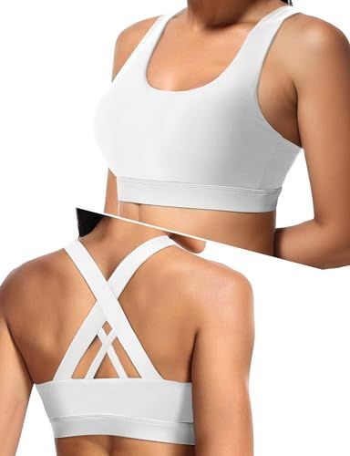 High-support Cross-back Sports Bra For Yoga, Running, Gym Workouts, M (white) — image 1