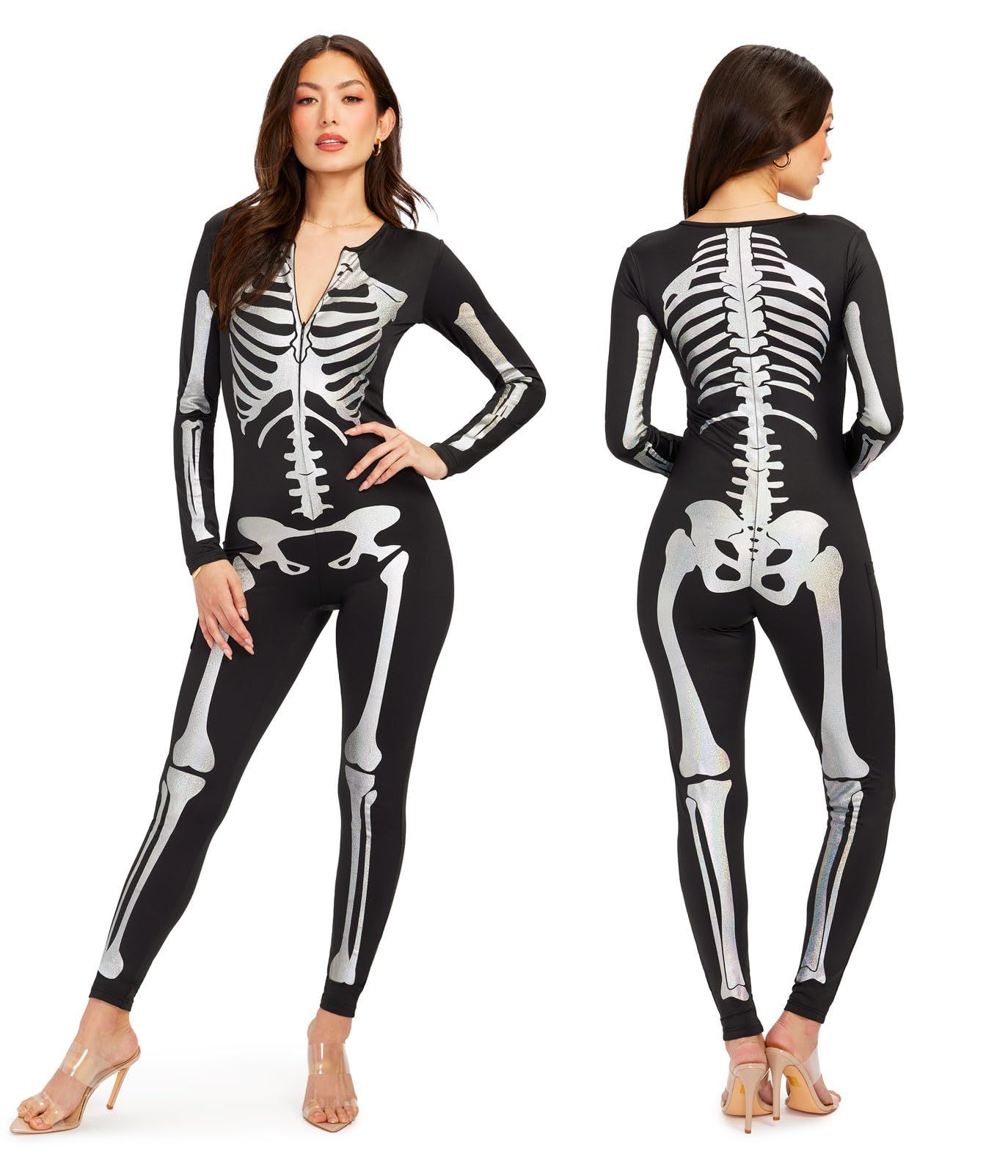 Skeleton Print Catsuit for Halloween Costume