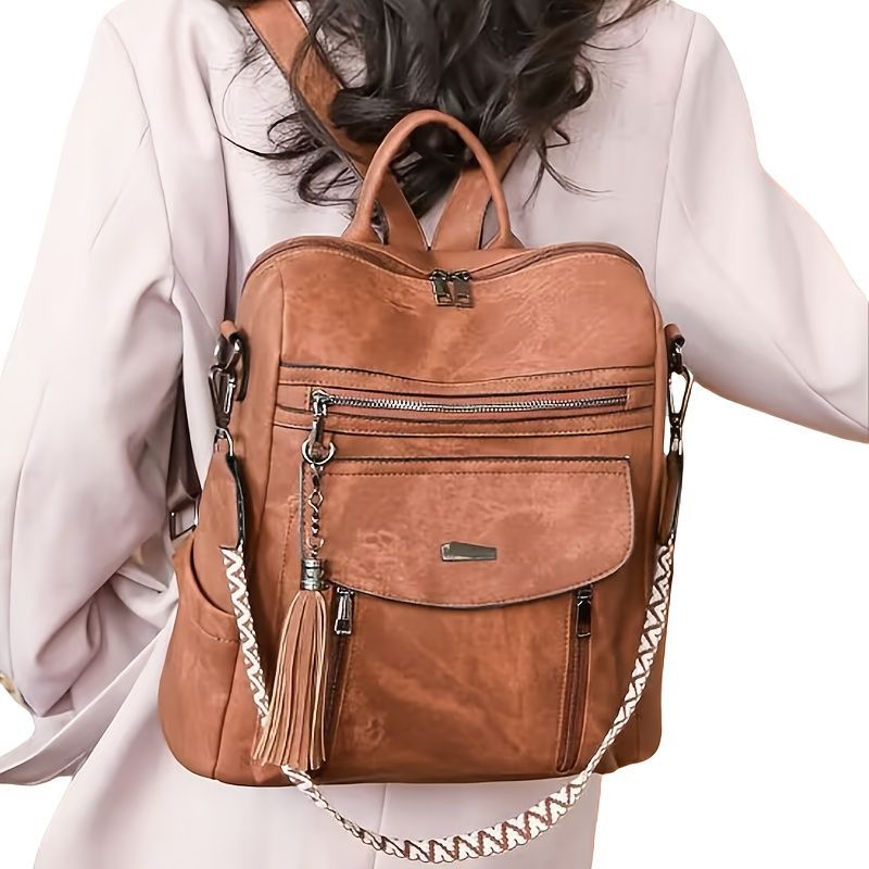Women'S Travel Backpack Stylish Backpack Leather Backpack Tassel Backpack view 6