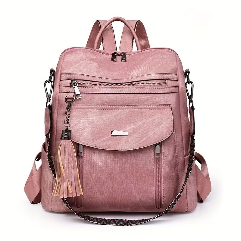 Women'S Travel Backpack Stylish Backpack Leather Backpack Tassel Backpack view 3