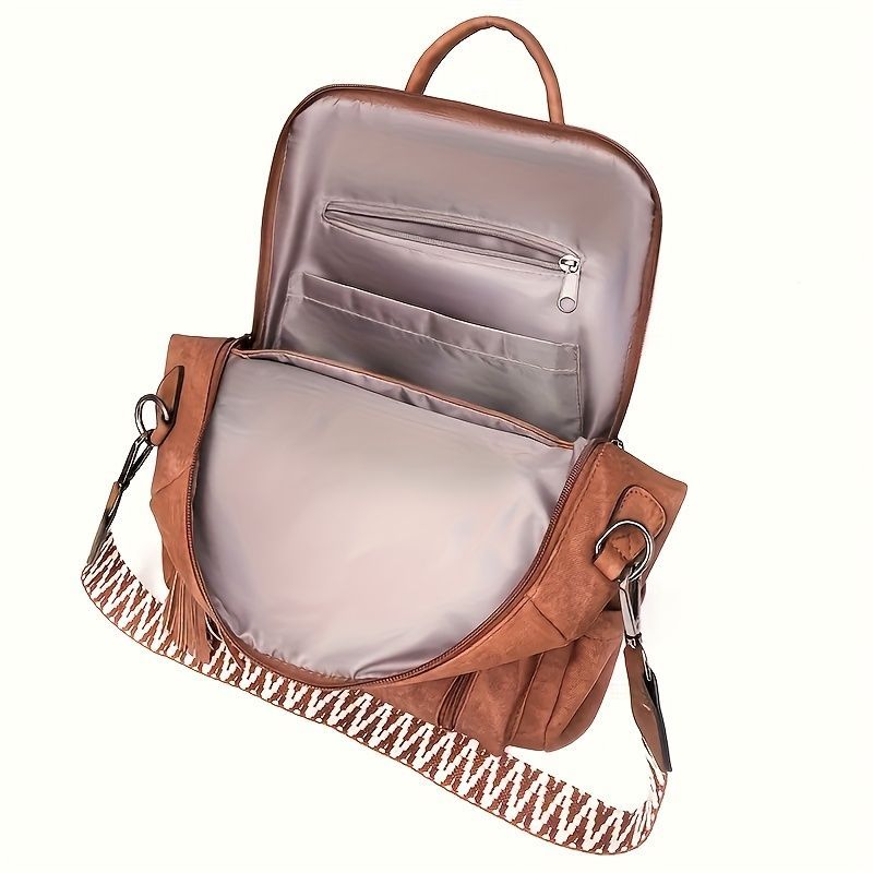 Women'S Travel Backpack Stylish Backpack Leather Backpack Tassel Backpack view 3