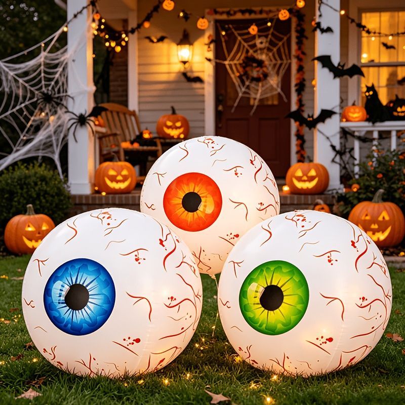 Giant Inflatable Eyeball Lights Halloween Party Decor Spooky Inflatable - Red view 2