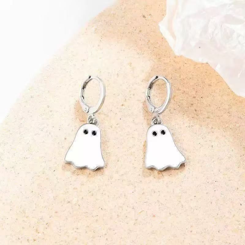 Ghost Earrings Hoop Earrings Spooky Jewelry Halloween Accessories Women'S view 5