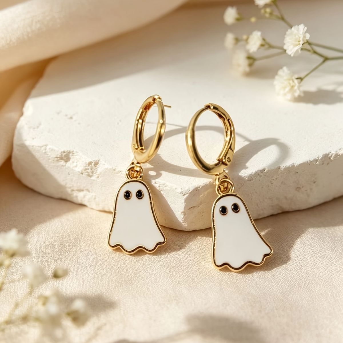 Ghost Earrings Hoop Earrings Spooky Jewelry Halloween Accessories Women'S view 5
