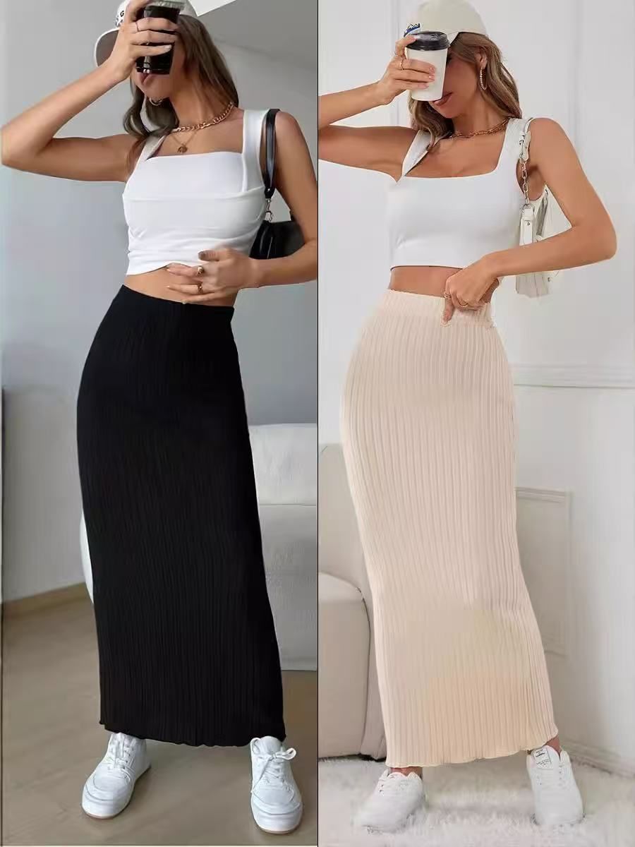 Ribbed Maxi Skirt Women'S Maxi Skirt Black Maxi Skirt Beige Maxi Skirt Trendy view 2