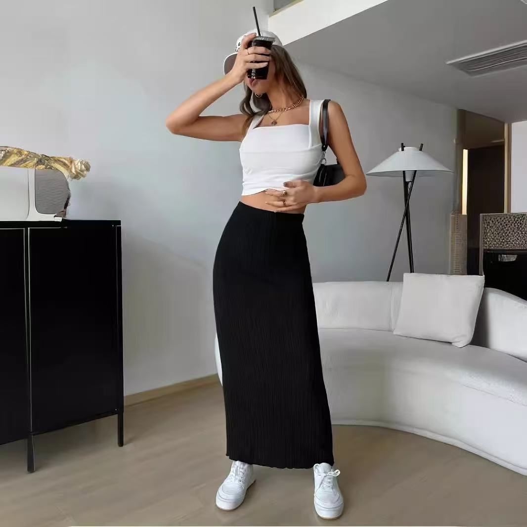 Ribbed Maxi Skirt Women'S Maxi Skirt Black Maxi Skirt Beige Maxi Skirt Trendy view 3