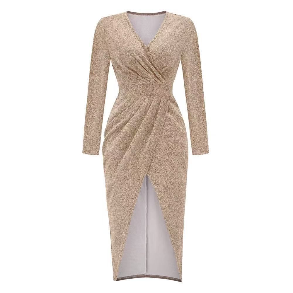 Long Sleeve Dress V-Neck Dress Wrap Maxi Dress Women'S Maxi Dress Evening view 6