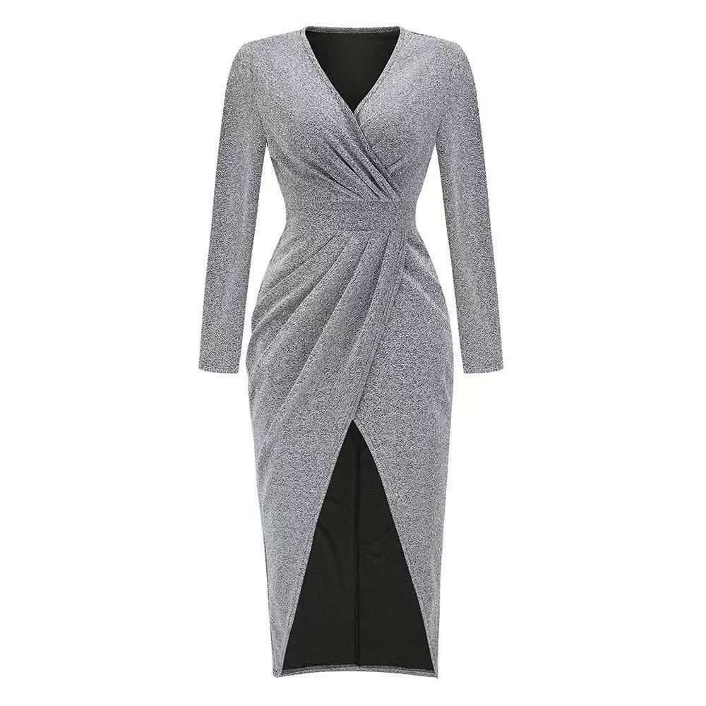 Long Sleeve Dress V-Neck Dress Wrap Maxi Dress Women'S Maxi Dress Evening view 7