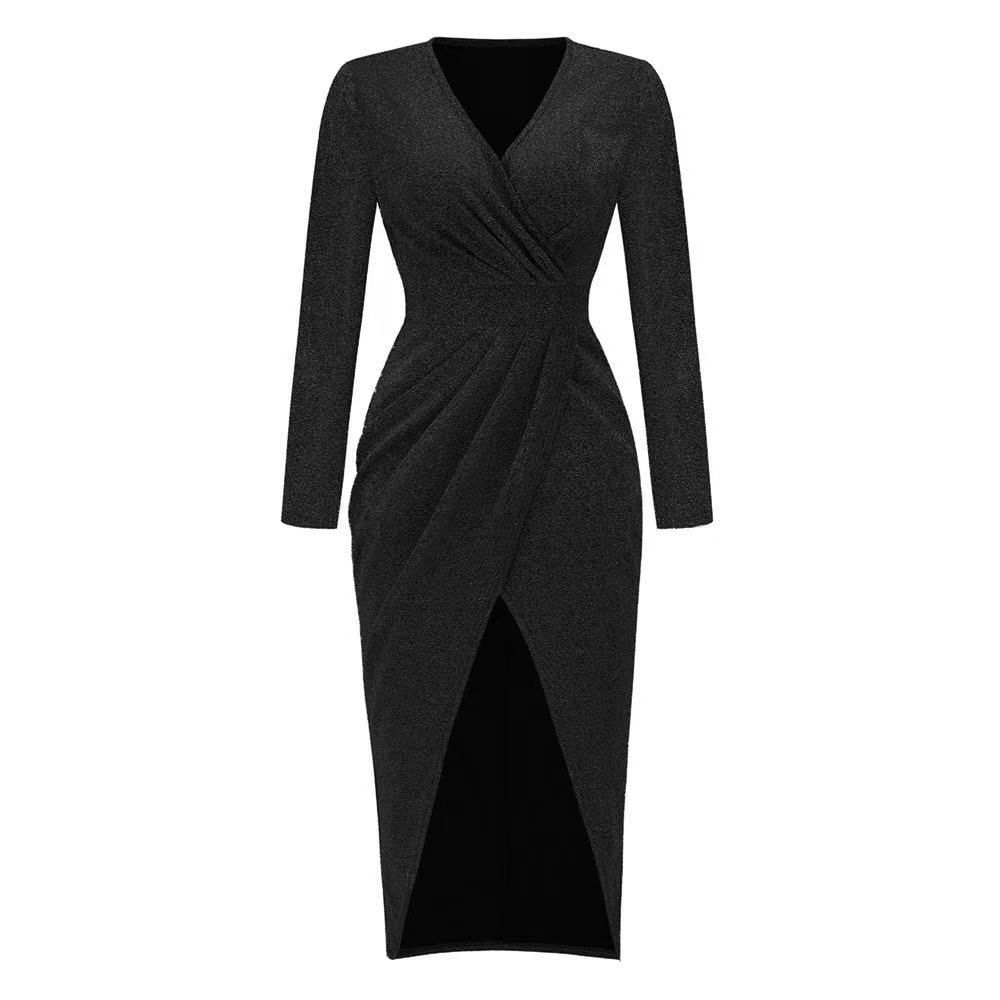 Long Sleeve Dress V-Neck Dress Wrap Maxi Dress Women'S Maxi Dress Evening view 5
