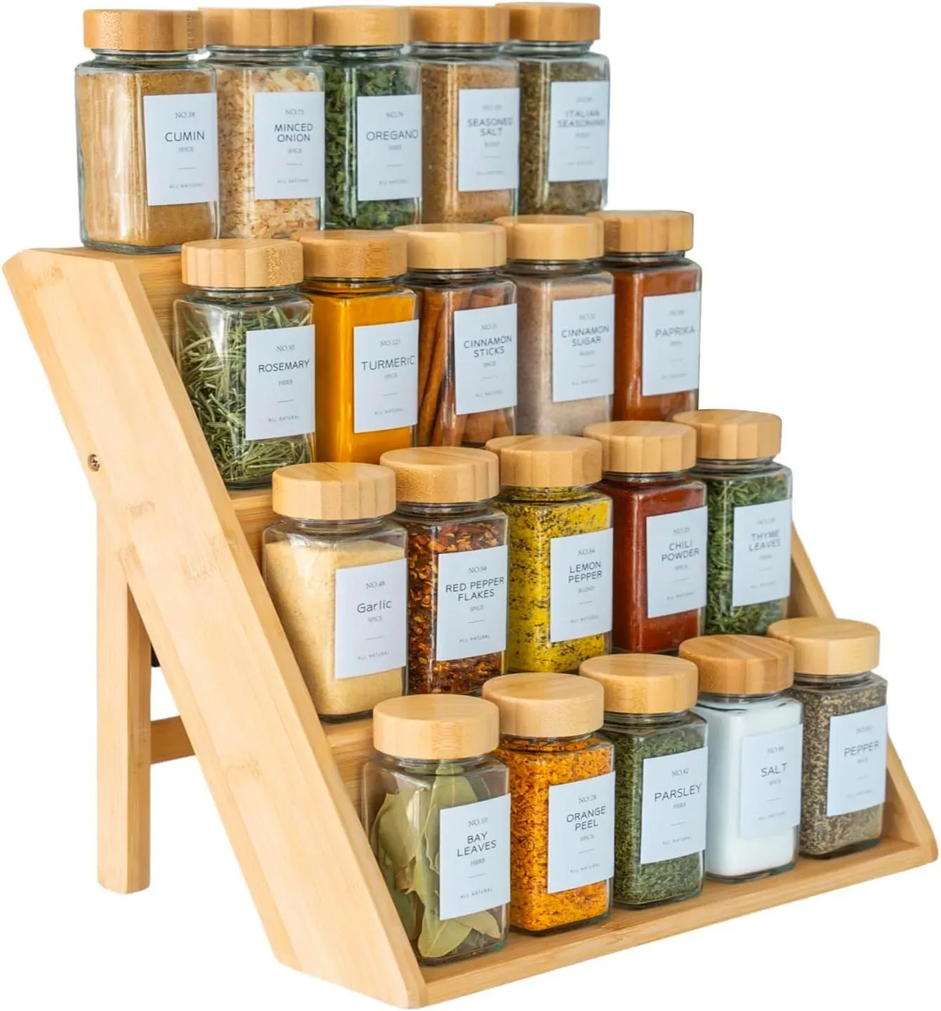 CARLA HOME 3 Tier Bamboo Spice Rack, Countertop Jar Organiser, Kitchen view 3