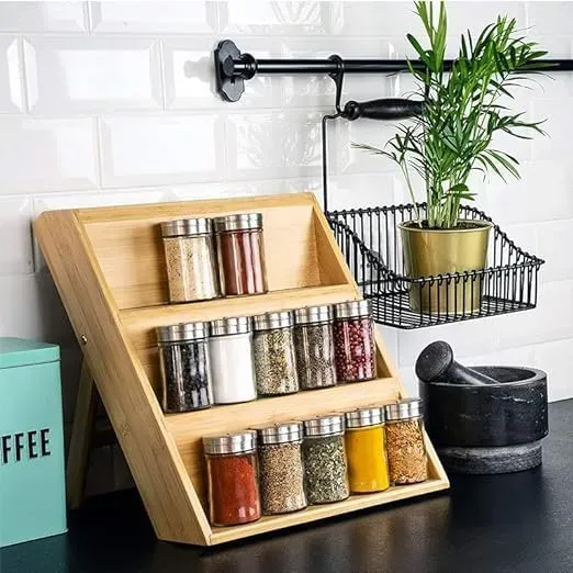 CARLA HOME 3 Tier Bamboo Spice Rack, Countertop Jar Organiser, Kitchen view 5