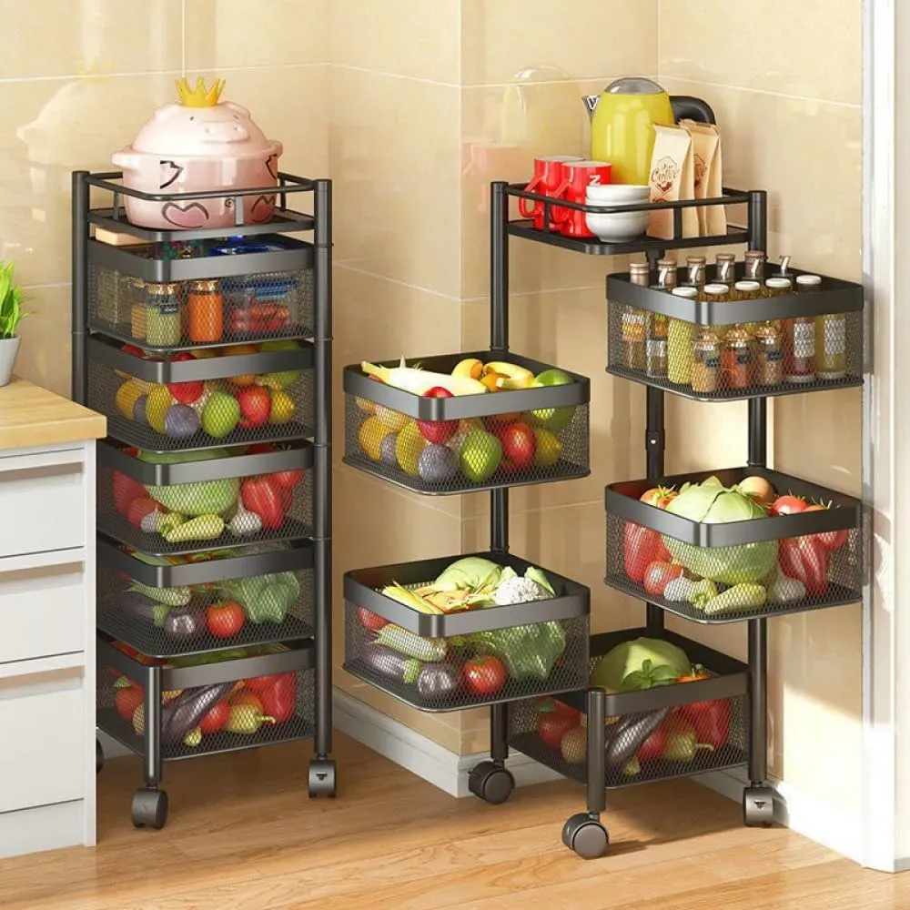 CARLA HOME Metal 5-Tier Rolling Vegetable and Fruit Basket Cart Stand for view 3