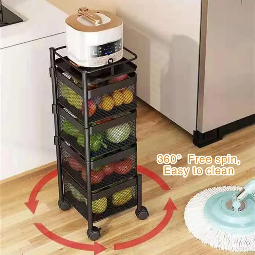 CARLA HOME Metal 5-Tier Rolling Vegetable and Fruit Basket Cart Stand for view 5