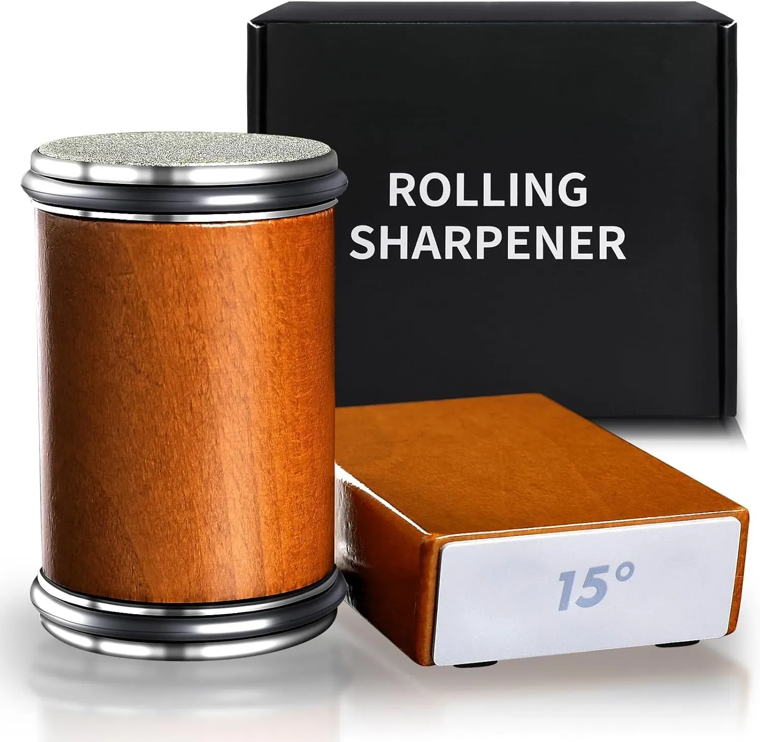 CARLA HOME Rolling Knife Sharpener - Brown - 15° & 20° Angle - Kitchen