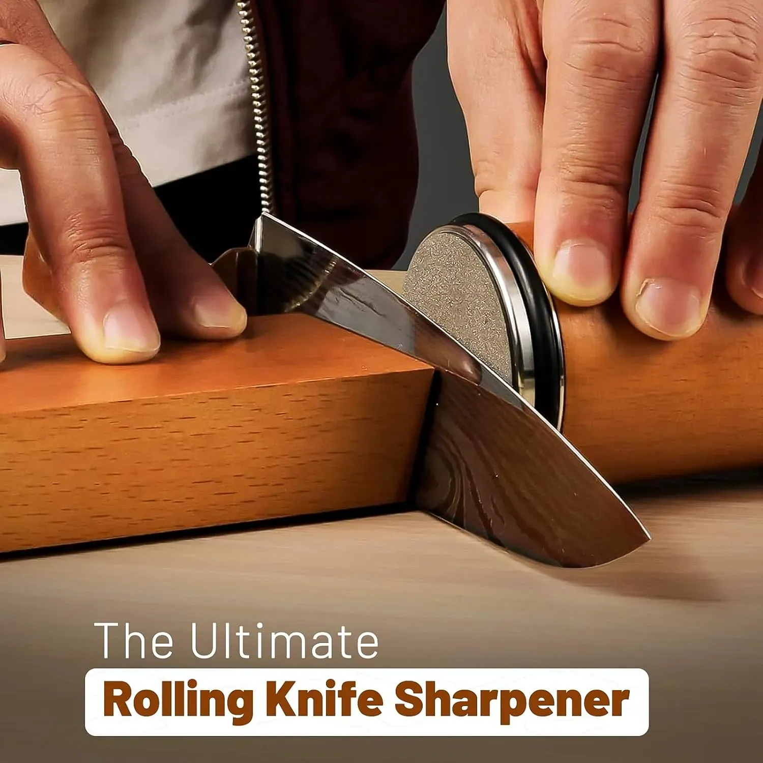 CARLA HOME Rolling Knife Sharpener - Brown - 15° & 20° Angle - Kitchen view 2