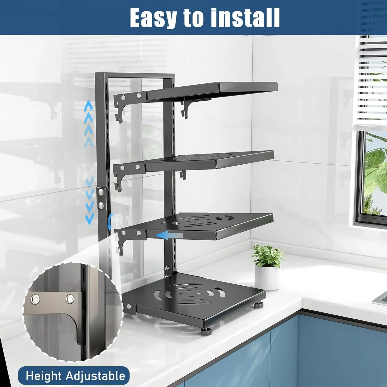 CARLA HOME Black 7 Tier Pan Organiser Rack - Heavy Duty - Adjustable - Pan view 4