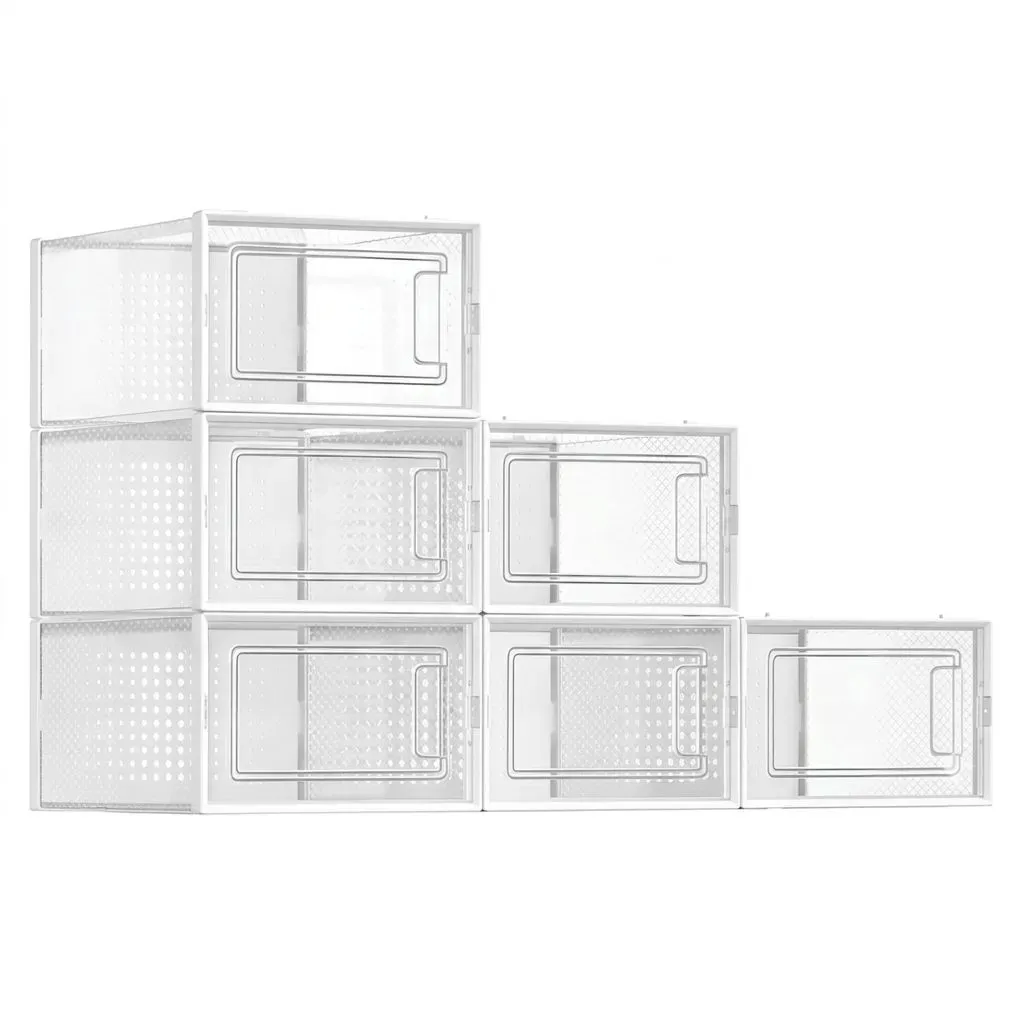 CARLA HOME 6-Pack Clear Stackable Shoe Storage Boxes - White - Shoe Box Storage view 10
