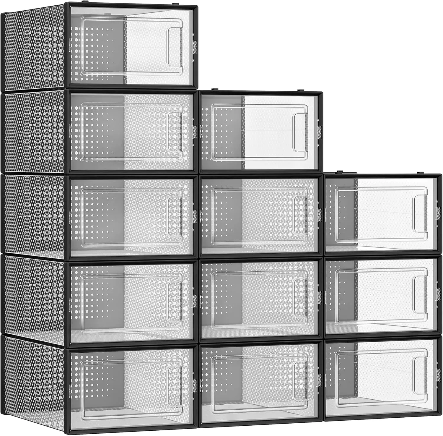 CARLA HOME 12-Pack Clear Shoe Storage Boxes - Stackable - Black - Shoe Box Storage view 10