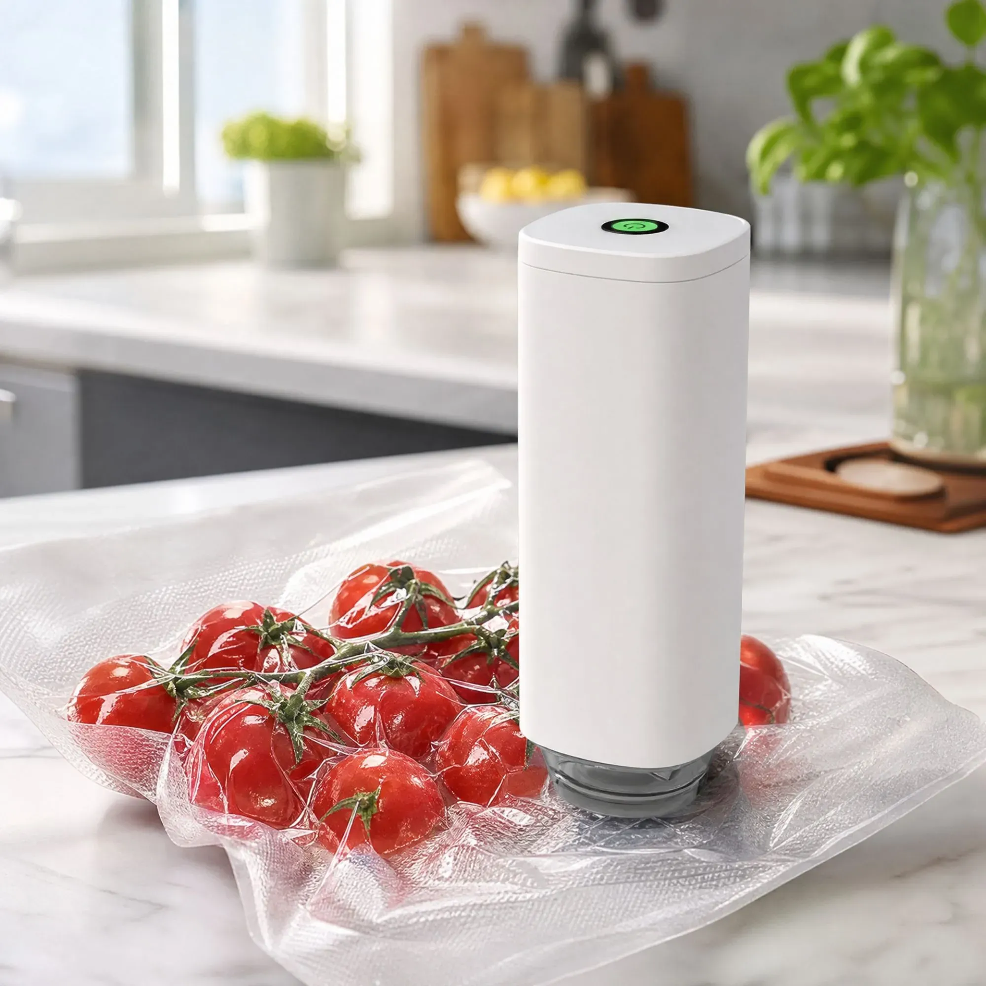 CARLA HOME Automatic Vacuum Sealer Kit - 10 Reusable Bags - White - Food view 8