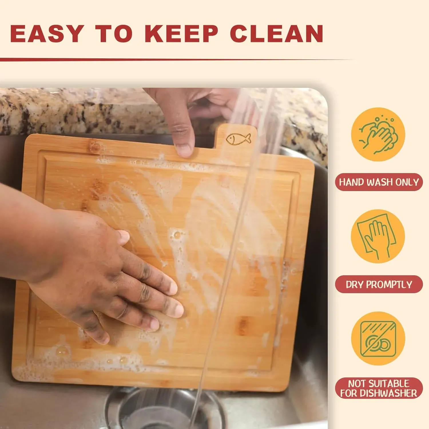 CARLA HOME Bamboo Cutting Board Set with Stand, 4 Pieces for Kitchen view 5