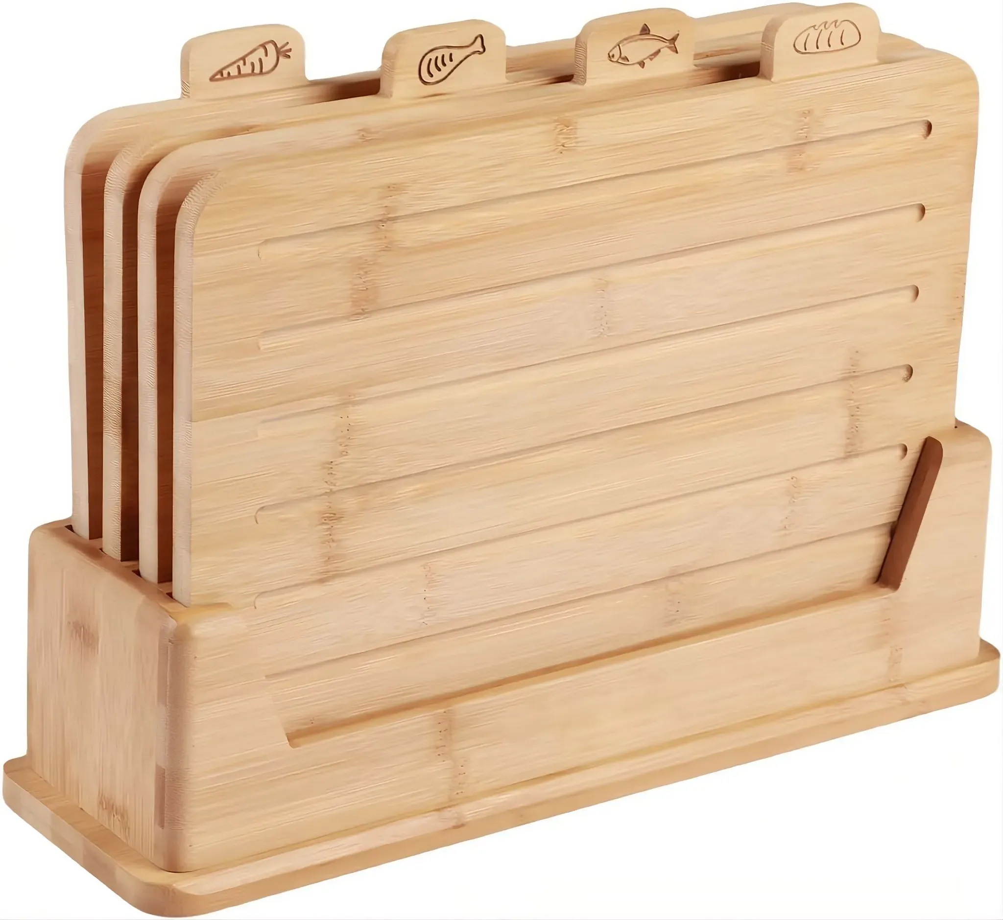 CARLA HOME Bamboo Cutting Board Set with Stand, 4 Pieces for Kitchen view 10