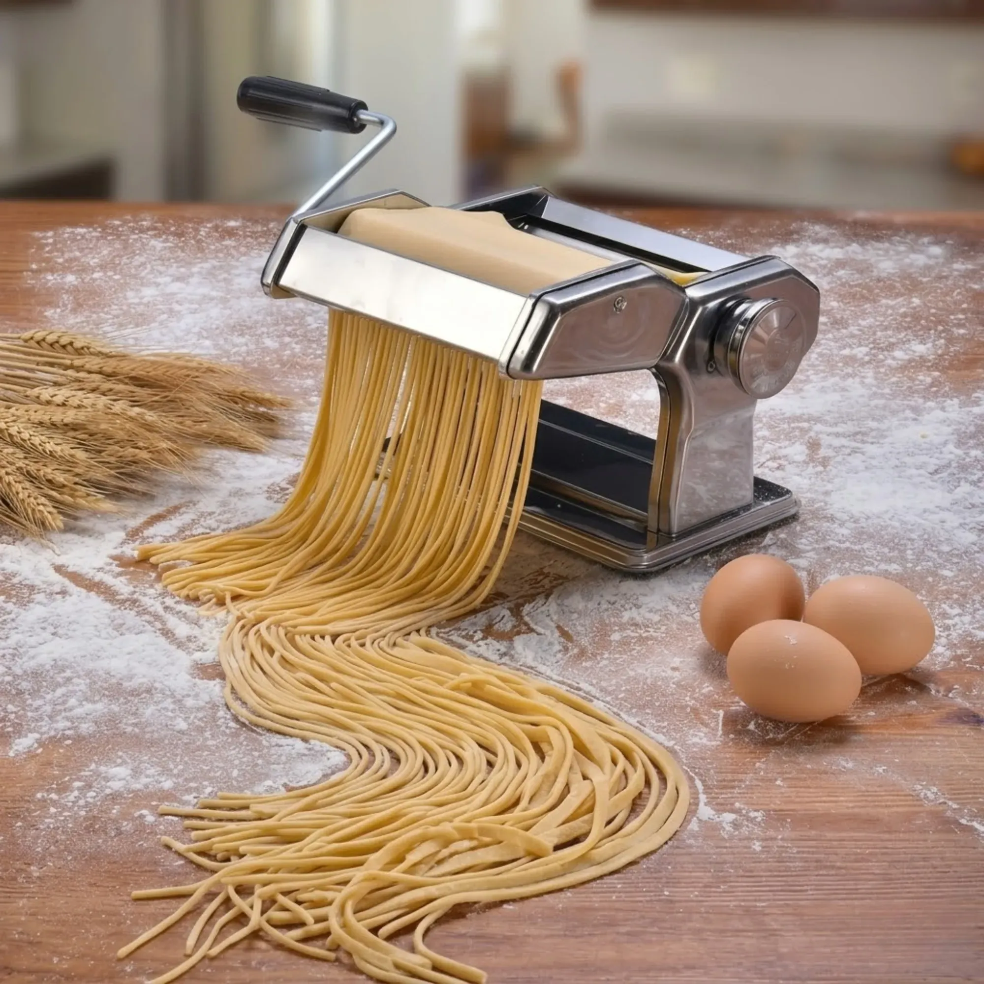 CARLA HOME Pasta Maker Machine - Hand Crank Noodle Maker - Grey - Kitchen view 2