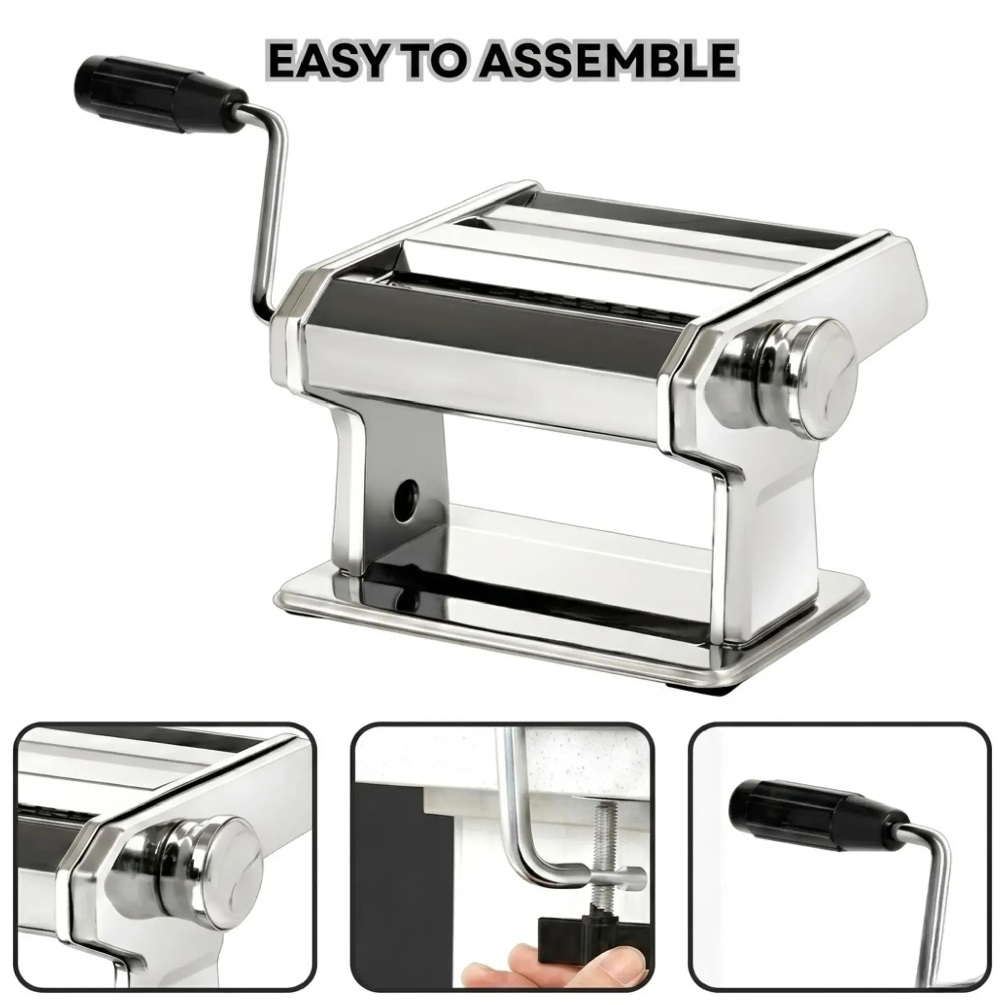 CARLA HOME Pasta Maker Machine - Hand Crank Noodle Maker - Grey - Kitchen view 6