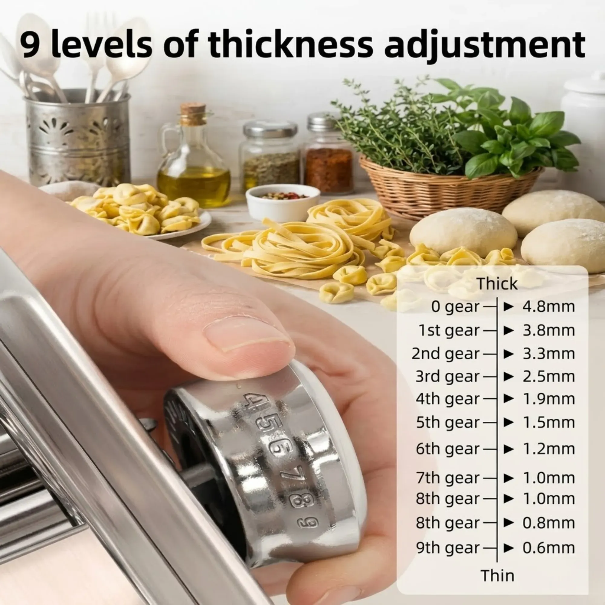 CARLA HOME Pasta Maker Machine - Hand Crank Noodle Maker - Grey - Kitchen view 7