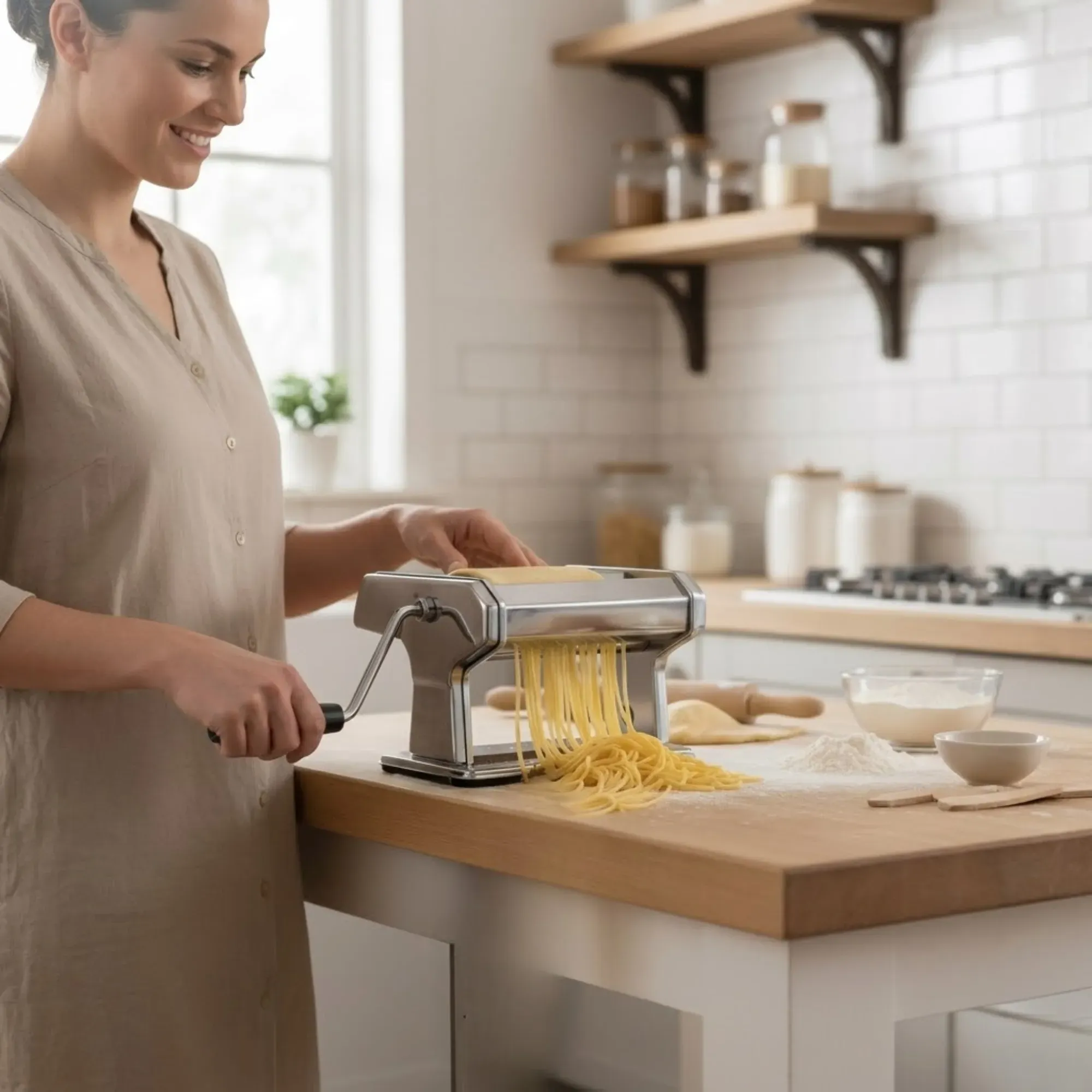 CARLA HOME Pasta Maker Machine - Hand Crank Noodle Maker - Grey - Kitchen view 9