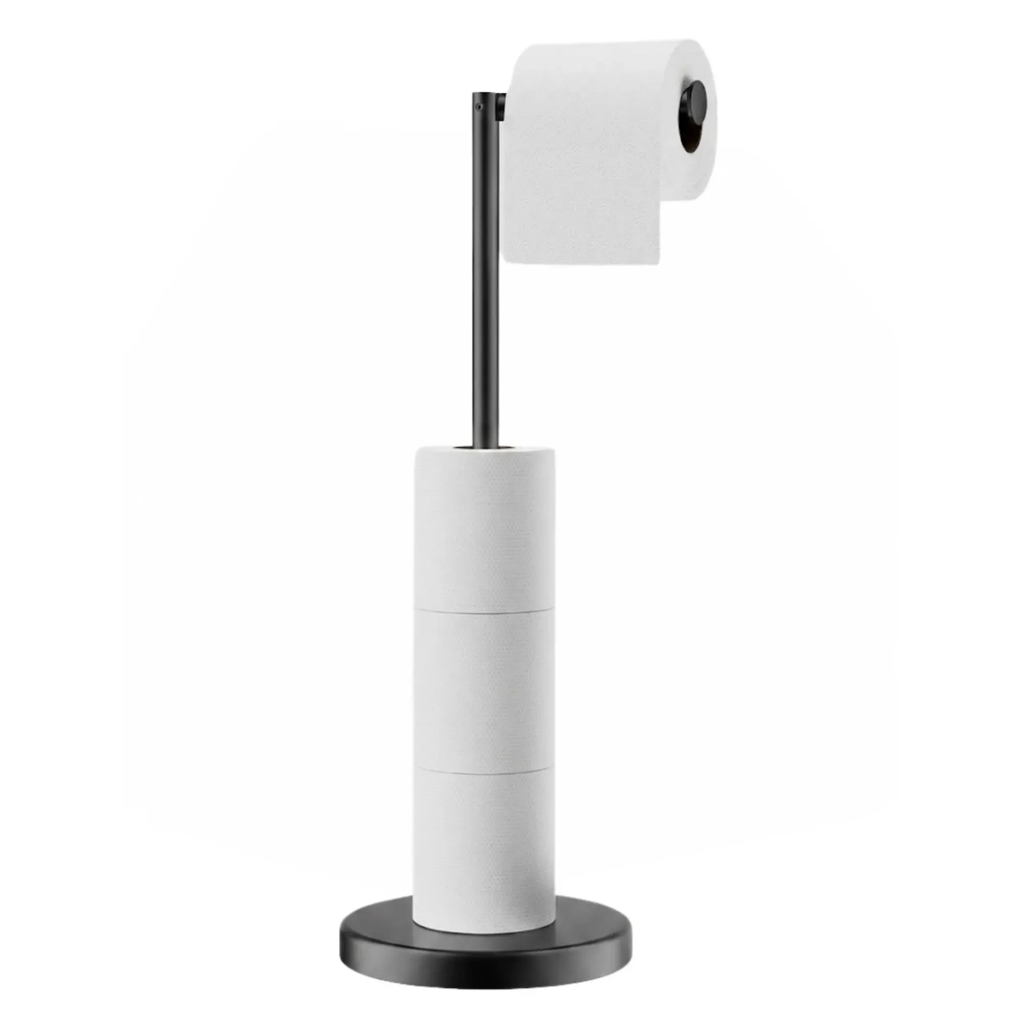 CARLA HOME Toilet Paper Holder Stand with Storage - Black - METAL - Bathroom