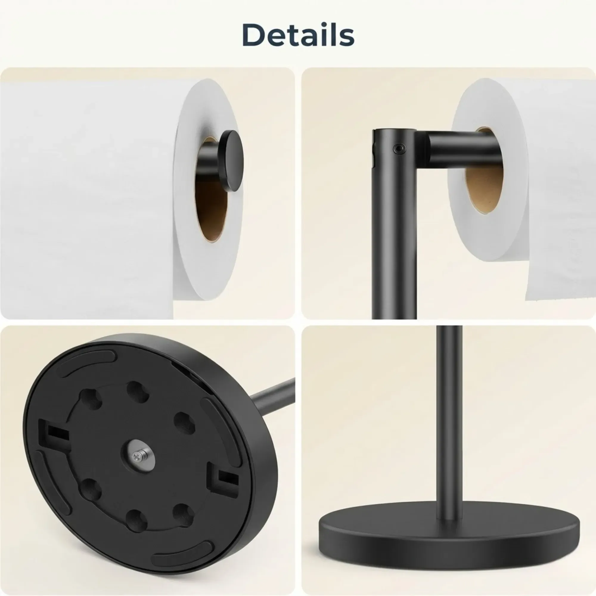 CARLA HOME Toilet Paper Holder Stand with Storage - Black - METAL - Bathroom view 7
