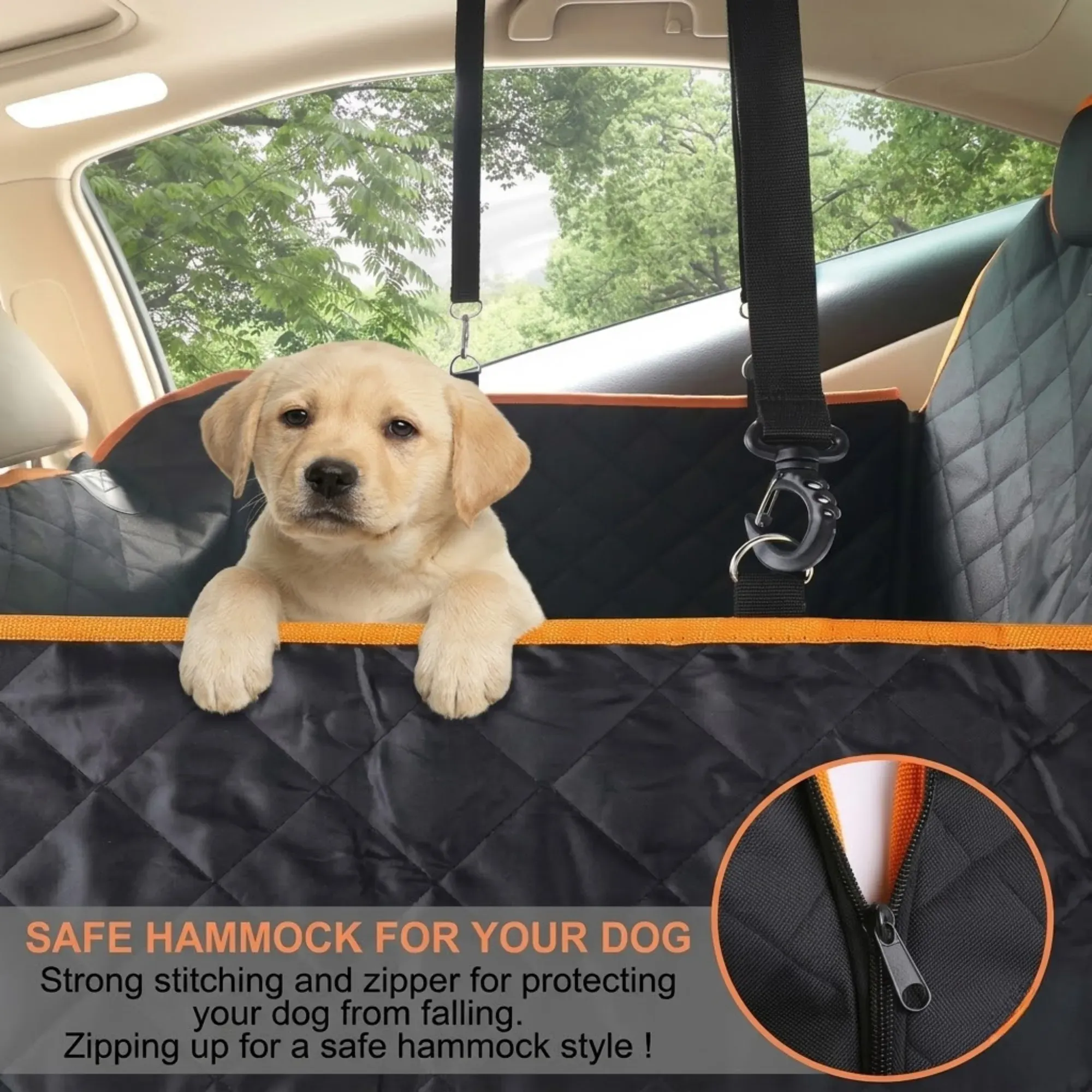 CARLA HOME Waterproof Dog Car Seat Cover Hammock - Black - Nylon - Dog Set Cover view 5