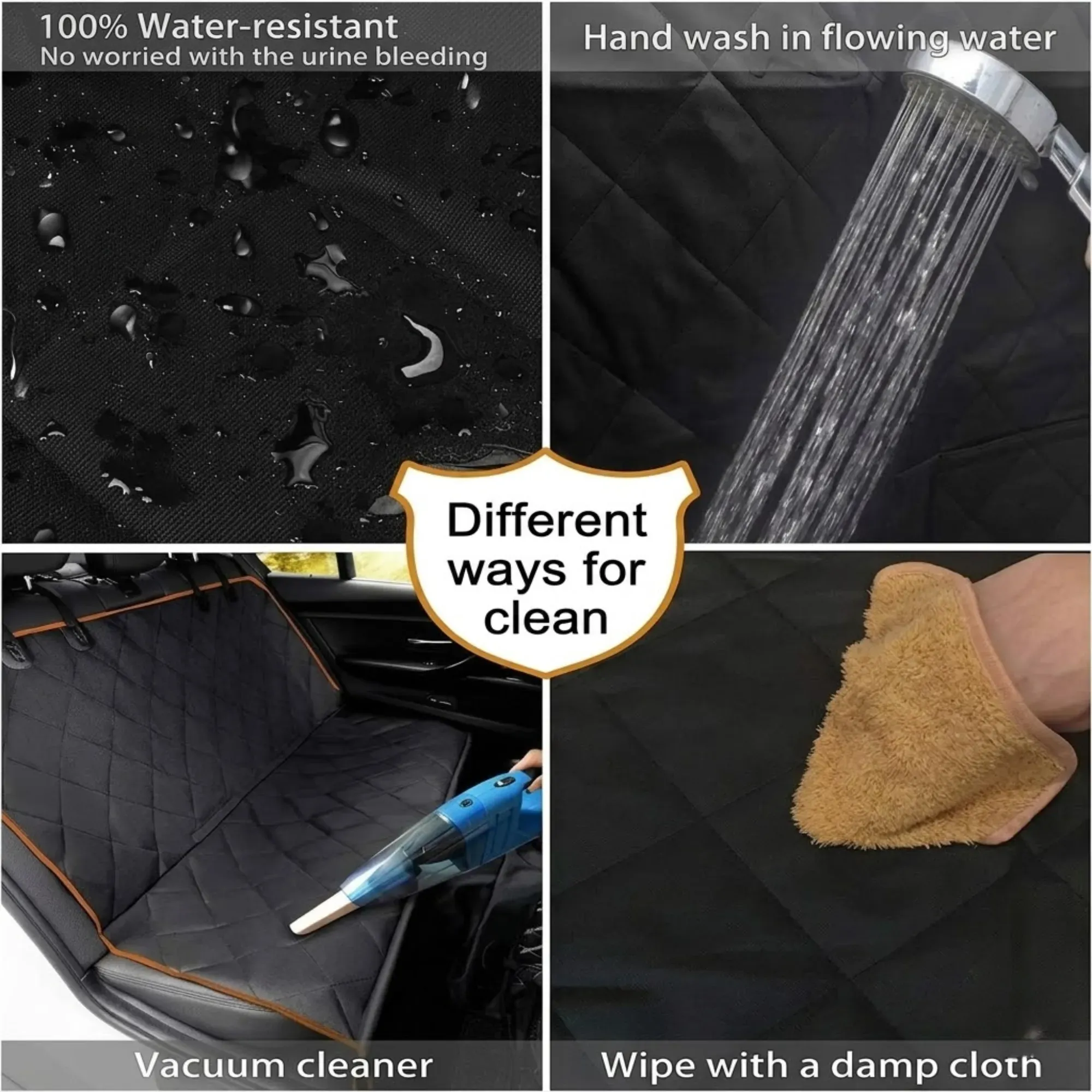 CARLA HOME Waterproof Dog Car Seat Cover Hammock - Black - Nylon - Dog Set Cover view 6