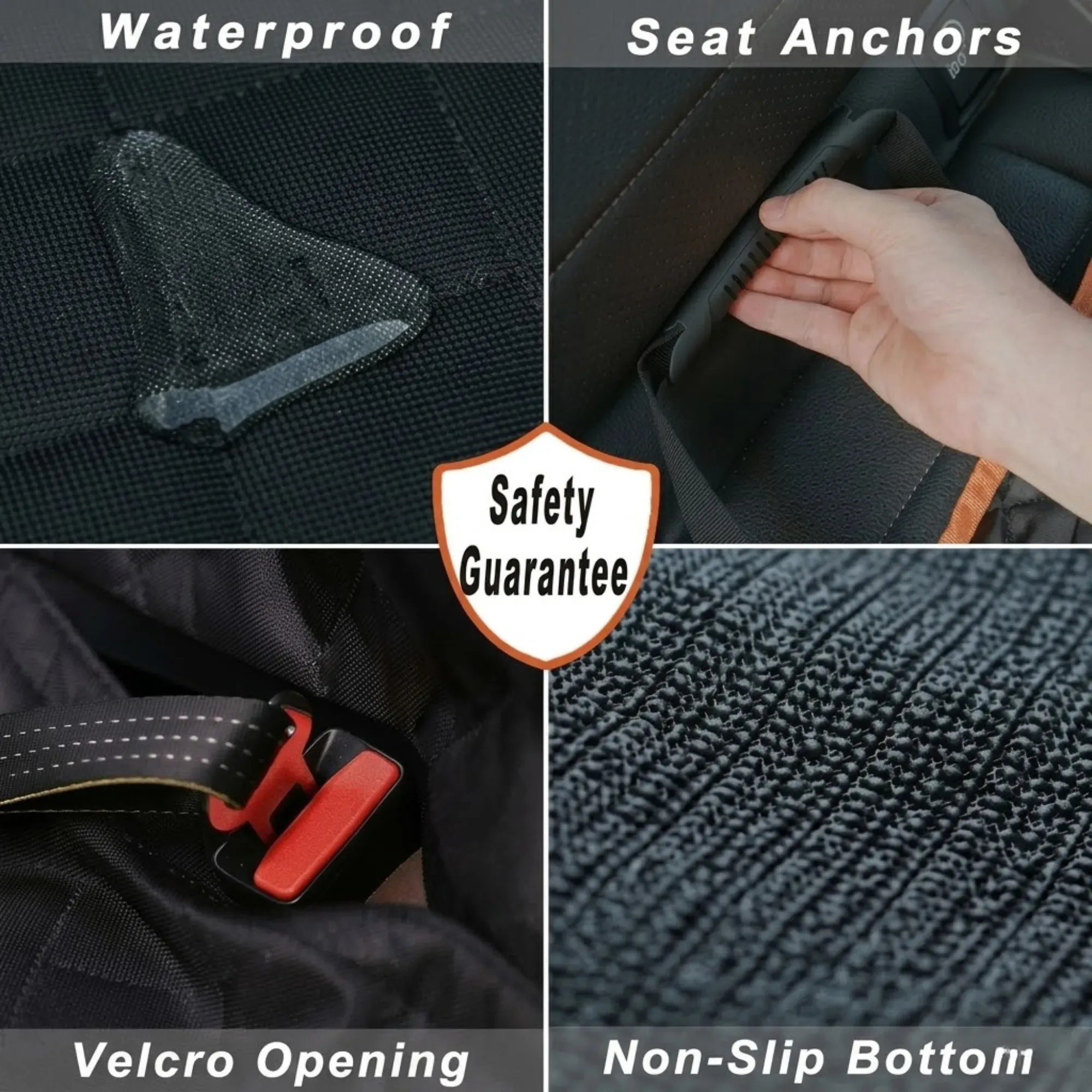 CARLA HOME Waterproof Dog Car Seat Cover Hammock - Black - Nylon - Dog Set Cover view 7