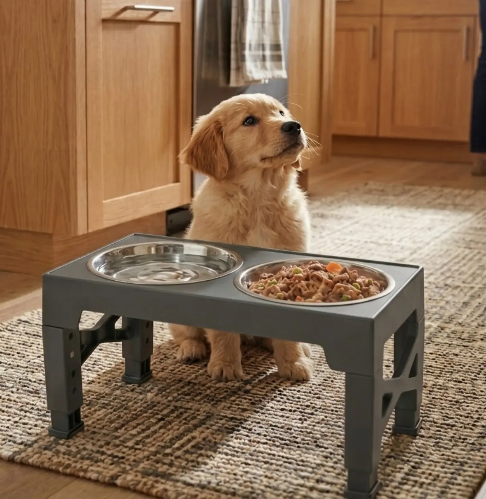 CARLA HOME Raised Dog Bowl Stand - 4 - Height Adjustable - Black - Pet Feeder view 2