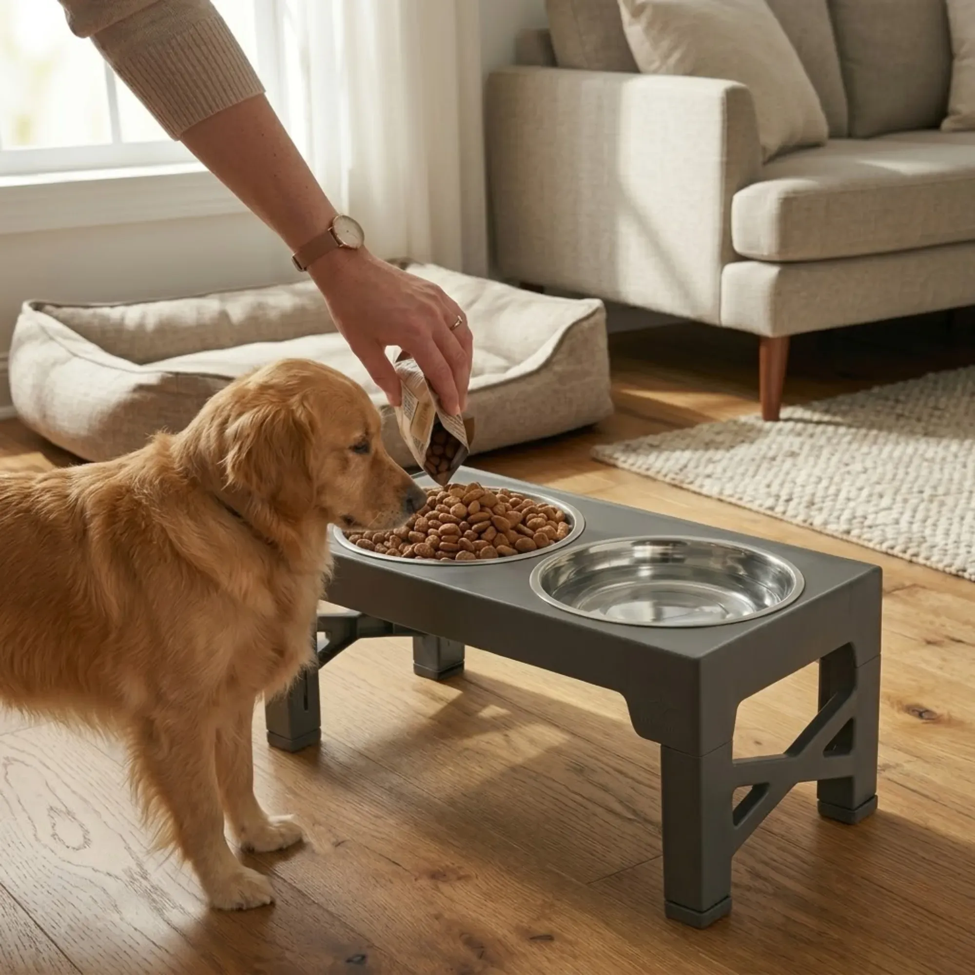 CARLA HOME Raised Dog Bowl Stand - 4 - Height Adjustable - Black - Pet Feeder view 8