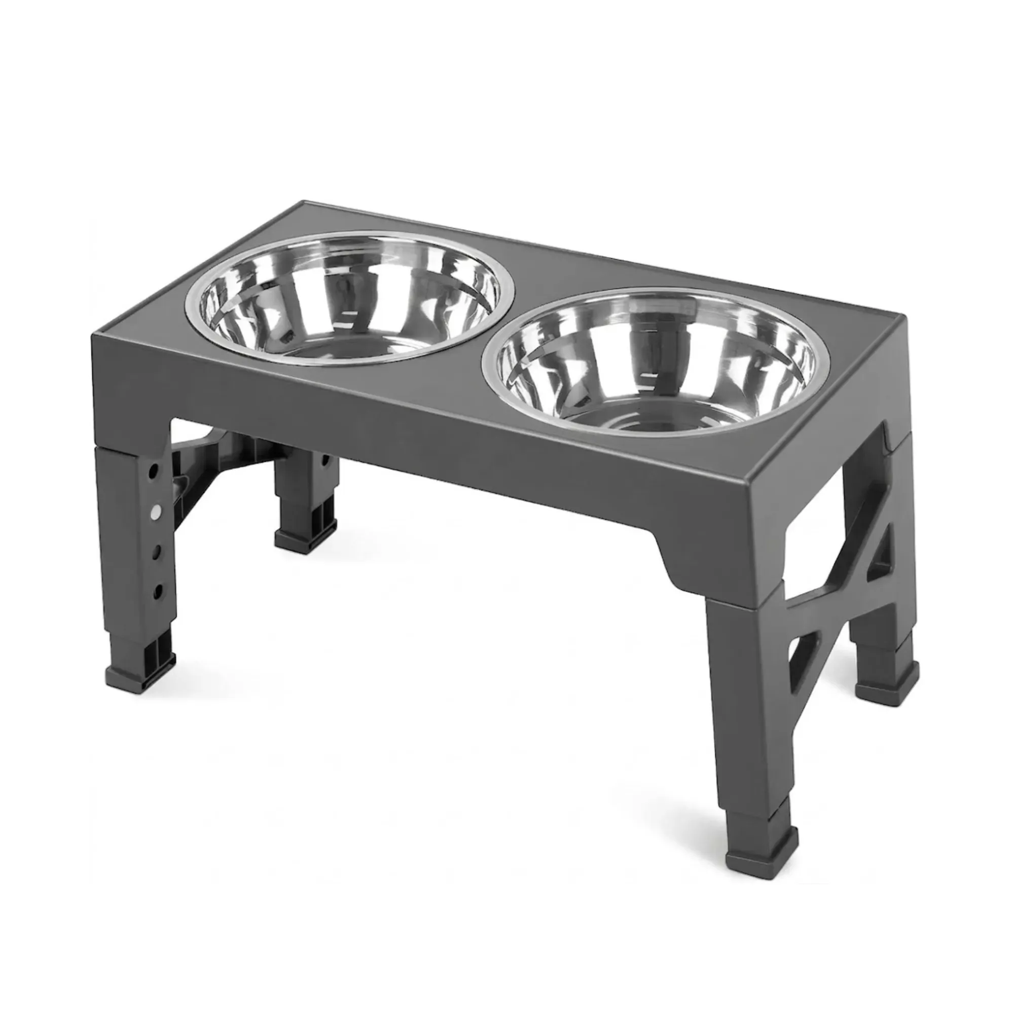 CARLA HOME Raised Dog Bowl Stand - 4 - Height Adjustable - Black - Pet Feeder view 10