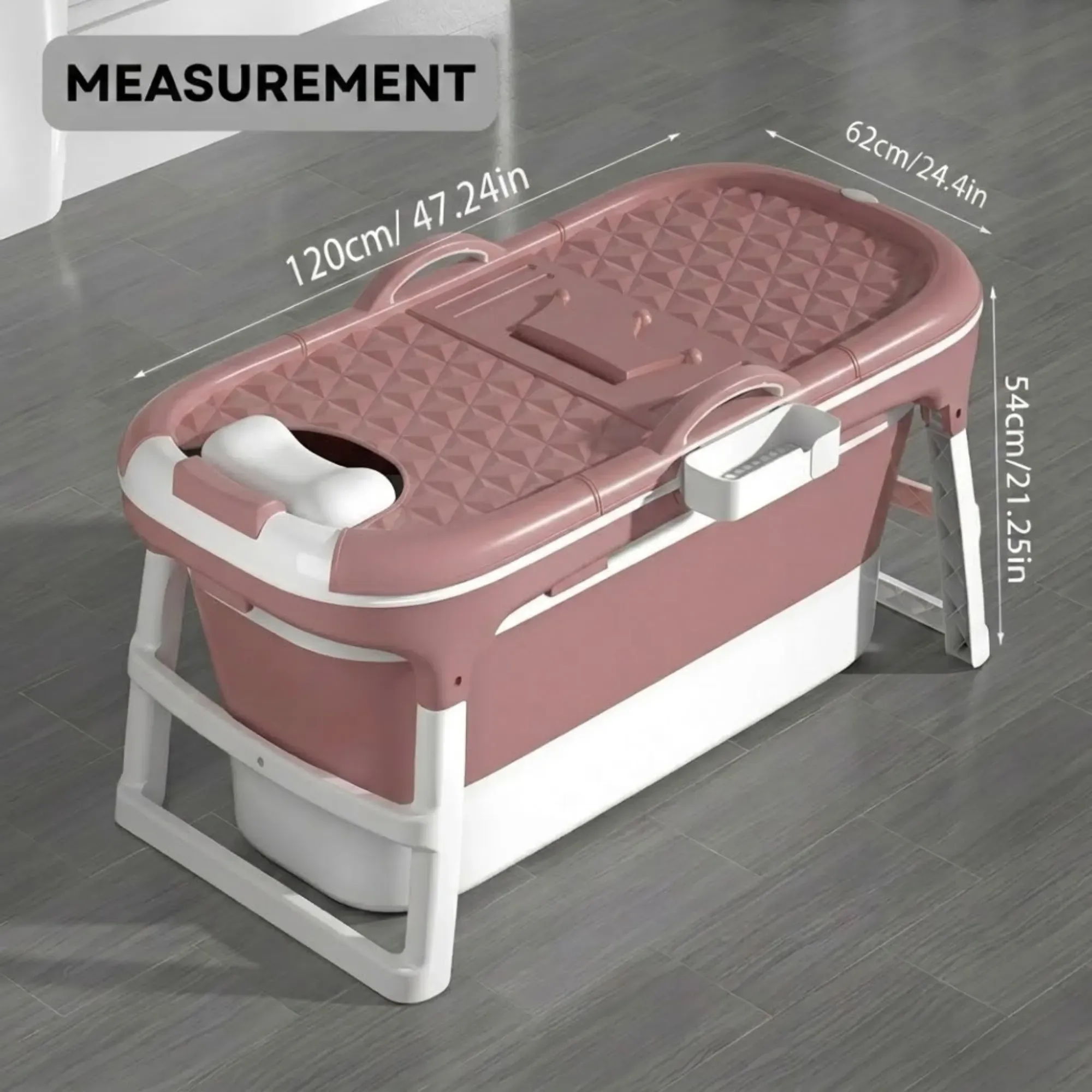 CARLA HOME Foldable Bathtub Adult - Collapsible Soaking Tub - Pink - Folding view 3