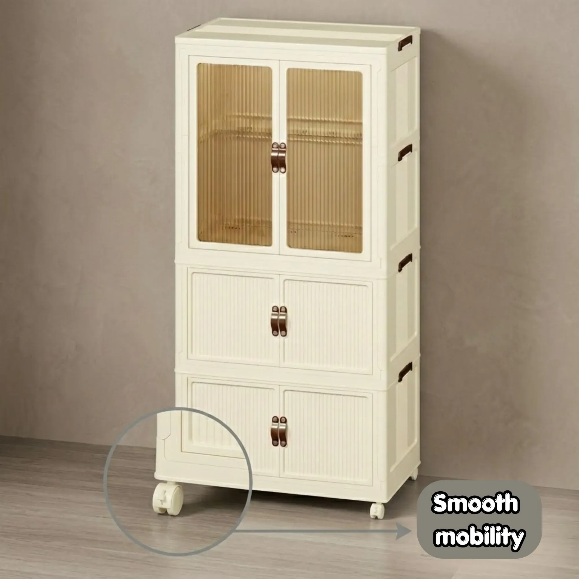 CARLA HOME 3 - Tier Foldable Wardrobe Cabinet - White - Plastic - Clothe Storage view 8