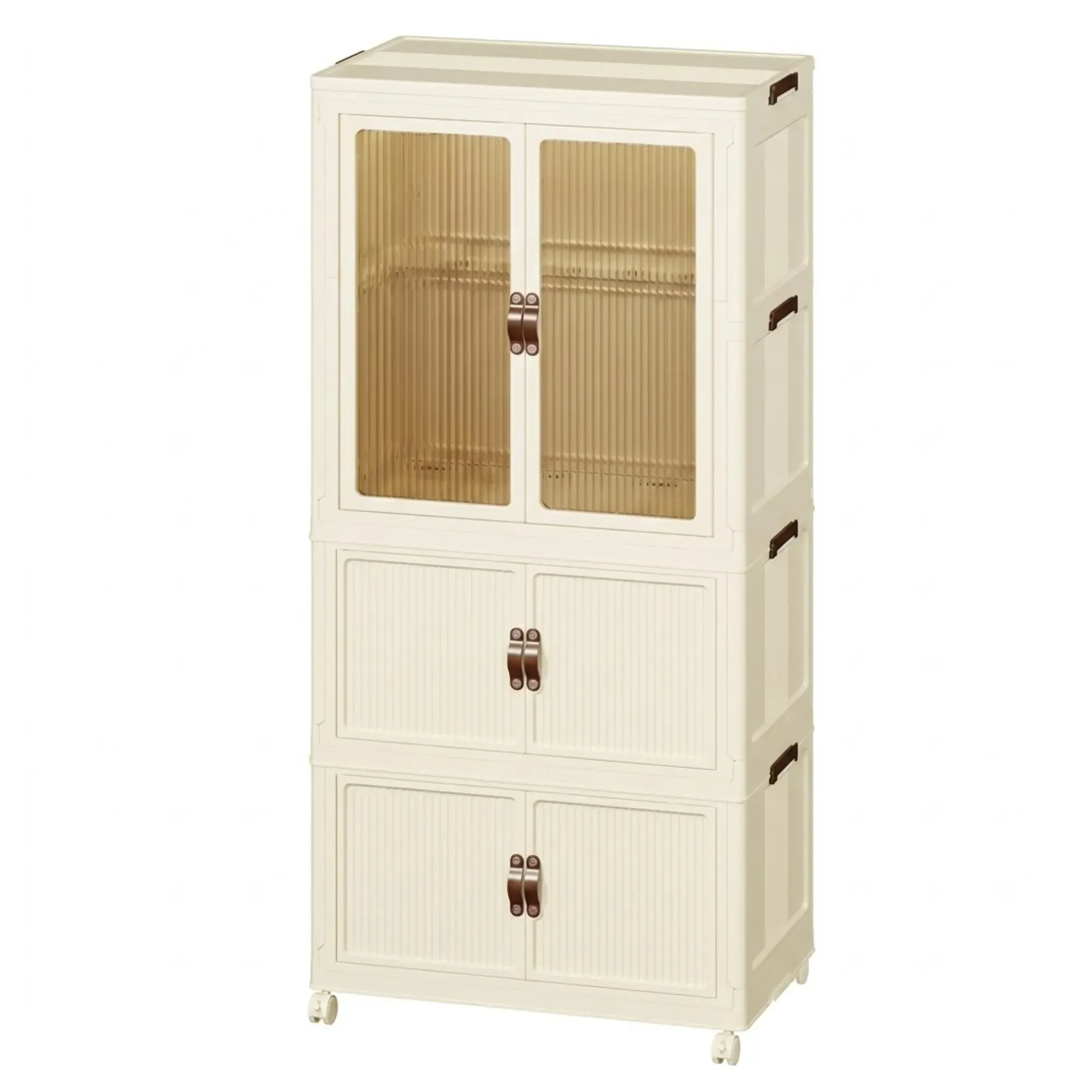 CARLA HOME 3 - Tier Foldable Wardrobe Cabinet - White - Plastic - Clothe Storage view 10