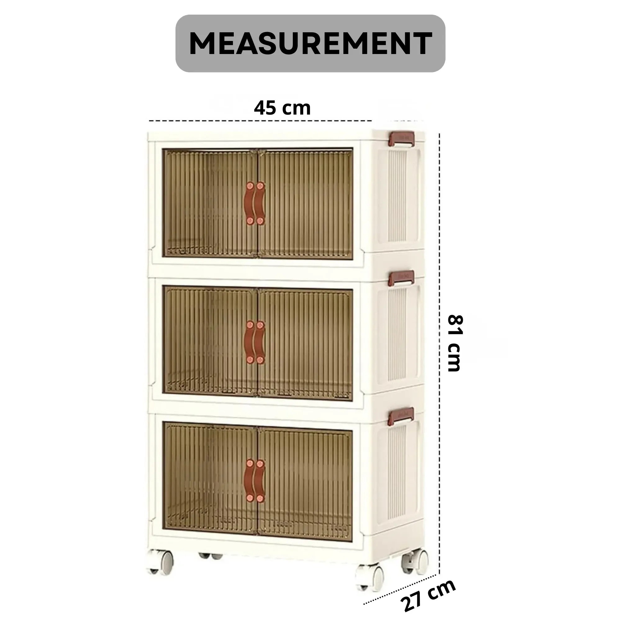 CARLA HOME 3 Tier Stackable Storage Cabinet with Wheels White - Storage Box view 4