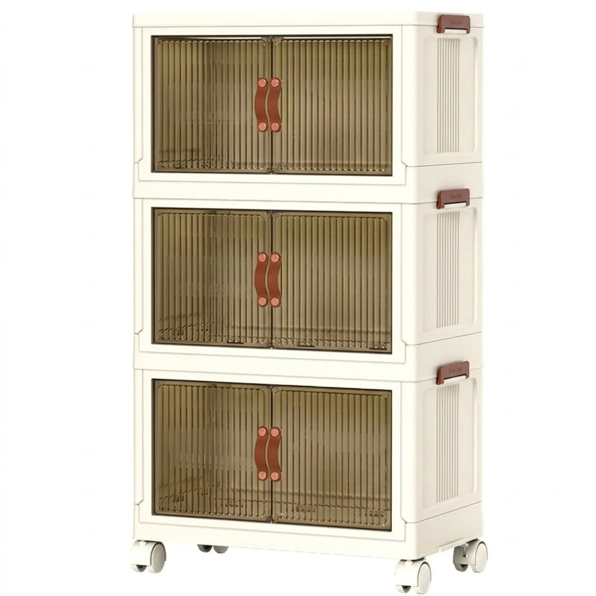 CARLA HOME 3 Tier Stackable Storage Cabinet with Wheels White - Storage Box view 10