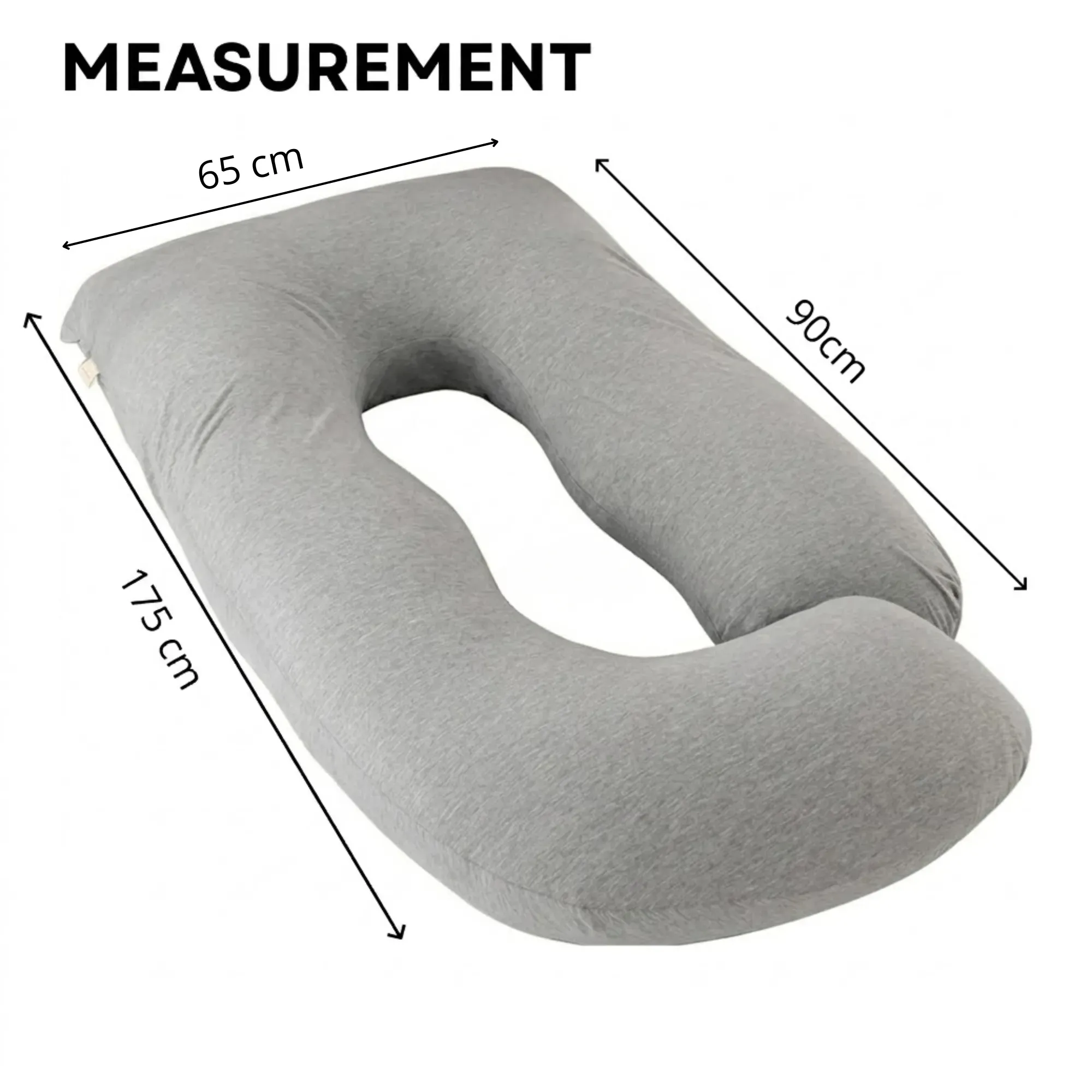 CARLA HOME U Shaped Pregnancy Pillow for Full Body Support Grey - Polyester view 4